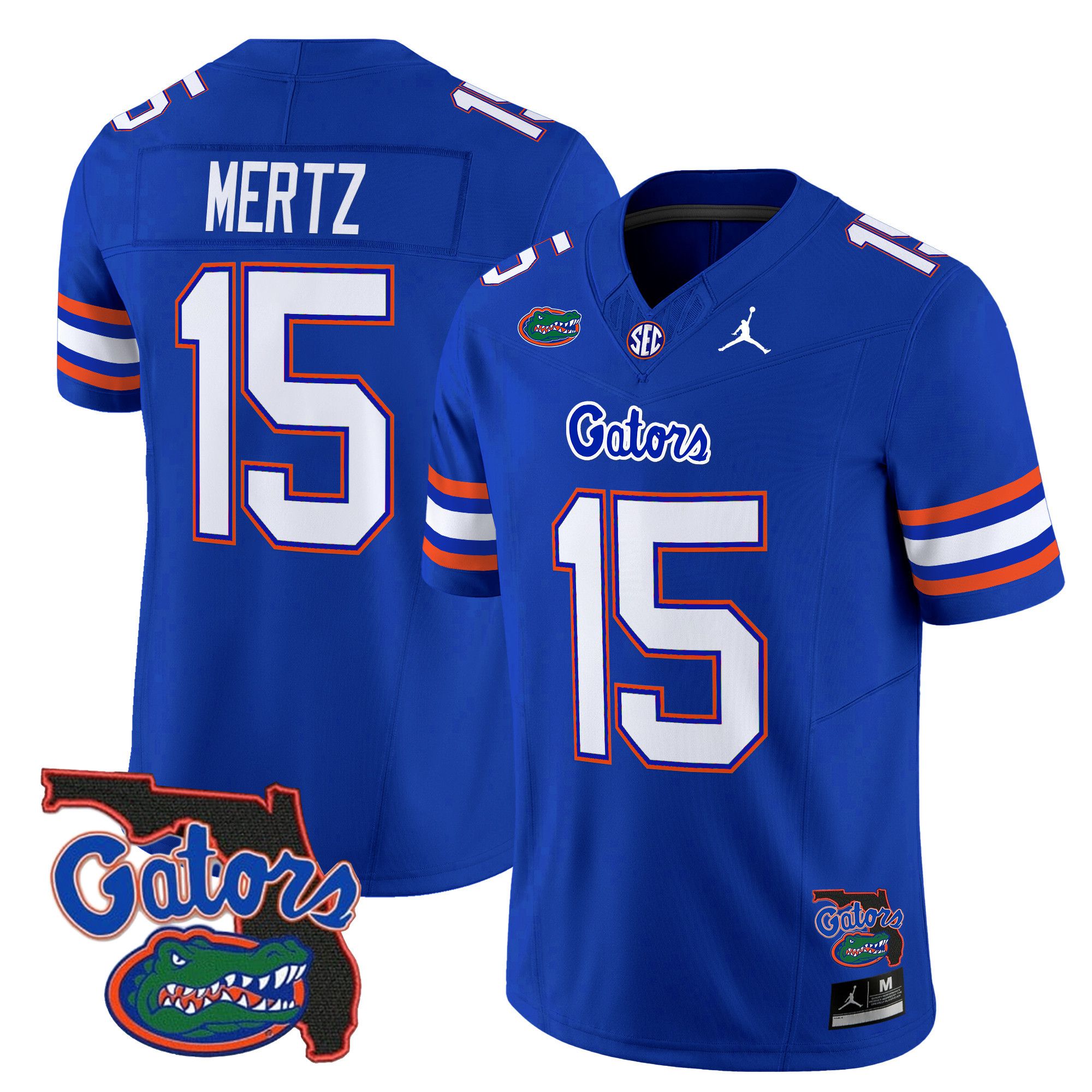 Men Florida Gators #15 Mertz Blue 2024 Florida Patch Vapor Limited NCAA Jersey style 1->ncaa teams->NCAA Jersey